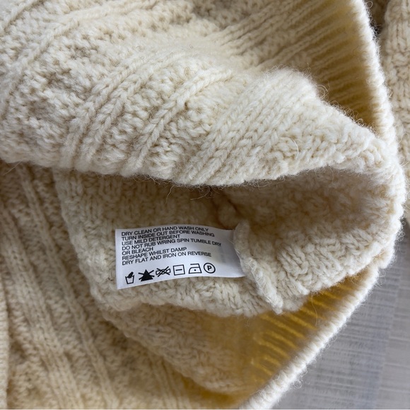 rare ORVIS men’s Irish fishing fisherman sweater pullover 100% wool cream knit - Picture 7 of 10